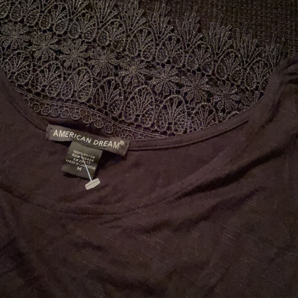 American Dream black lace bottom crop top. Medium.